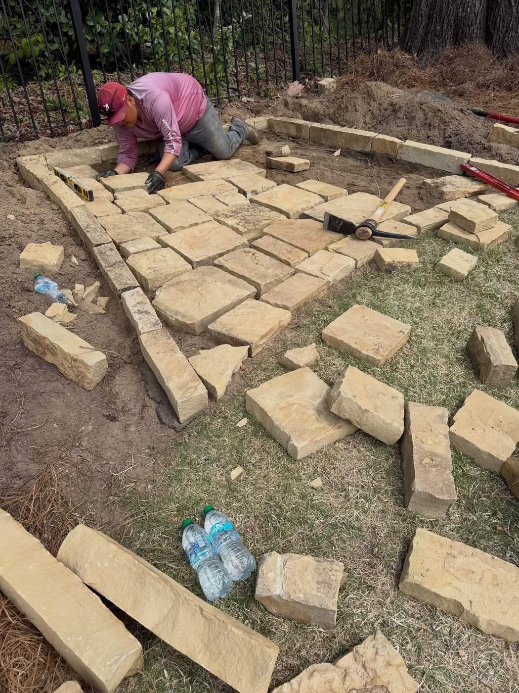 SOG Services crew installing a flagstone patio for a Birmingham, AL property