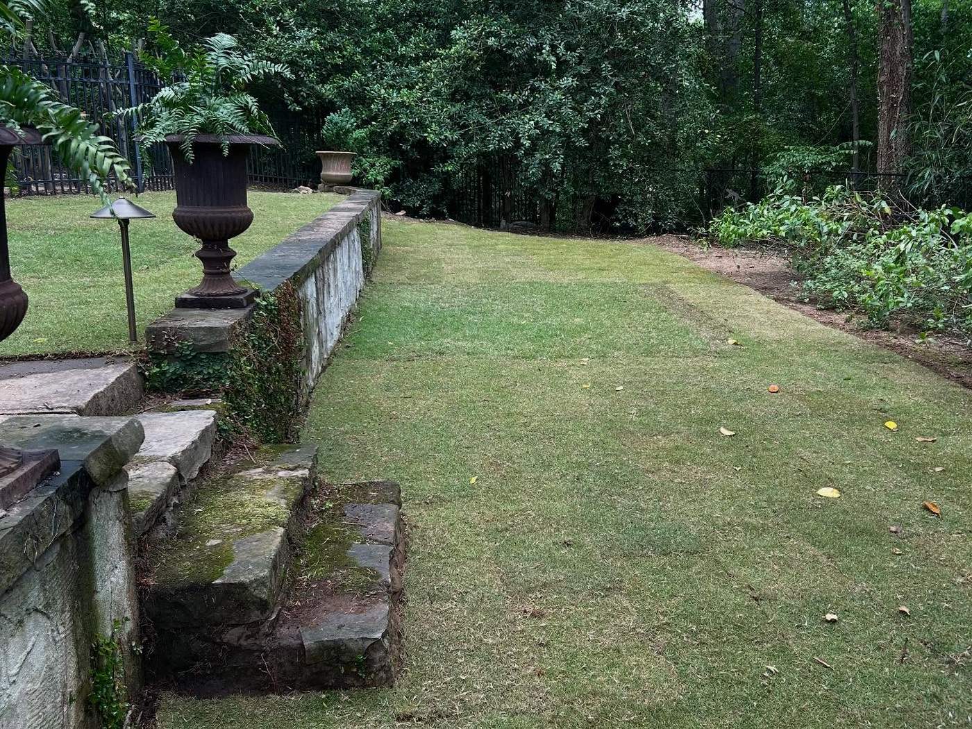 Terraced stone steps and landscape design in a Birmingham, AL yard