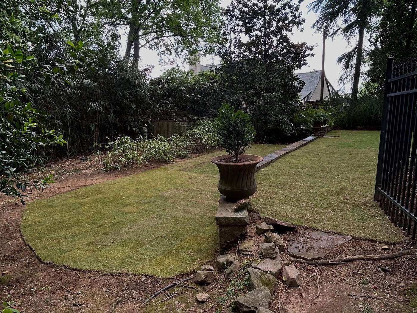 Terraced garden with stone steps, Mountain Brook area, Birmingham metro